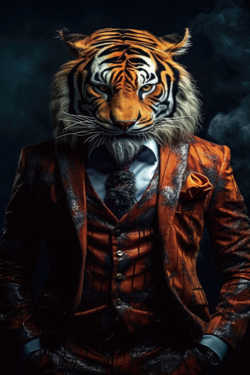 Tiger Glass Wall Art - H90 x W60 cm