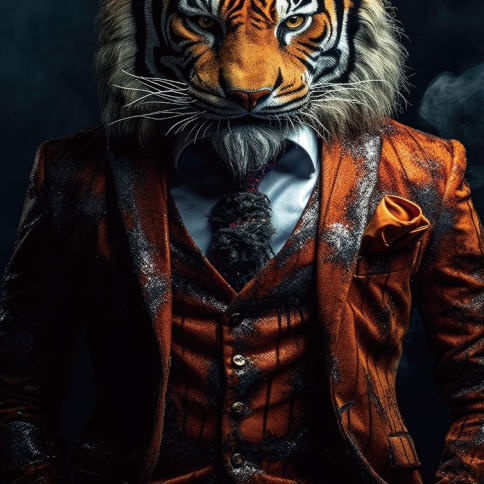 Tiger Glass Wall Art - H90 x W60 cm