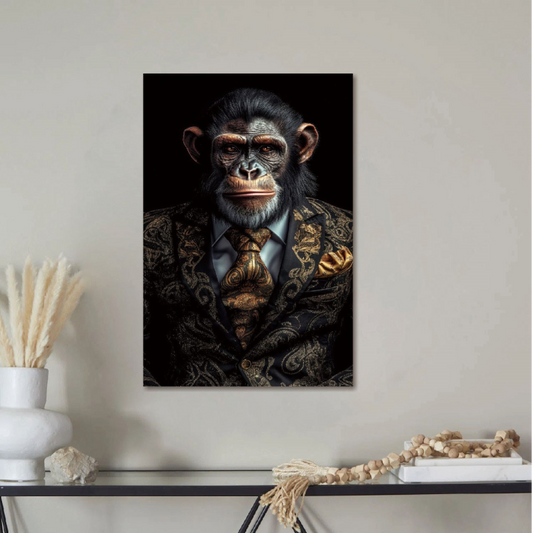 Monkey Glass Wall Art - H90 x W60 cm
