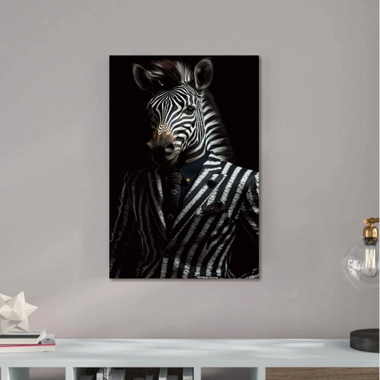 Zebra Glass Wall Art - H90 x W60 cm