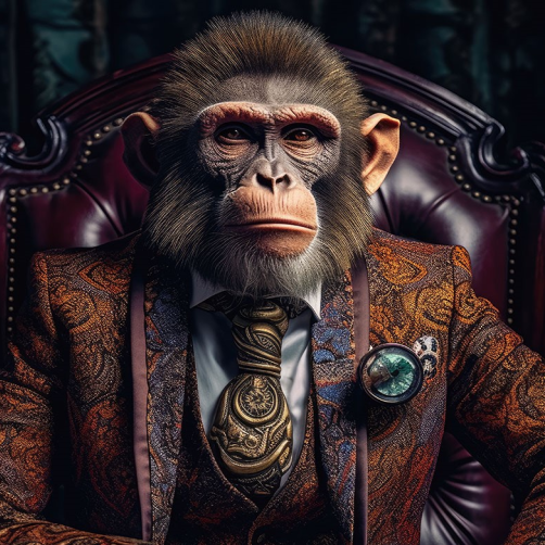 Monkey Glass Wall Art - H90 x W60 cm