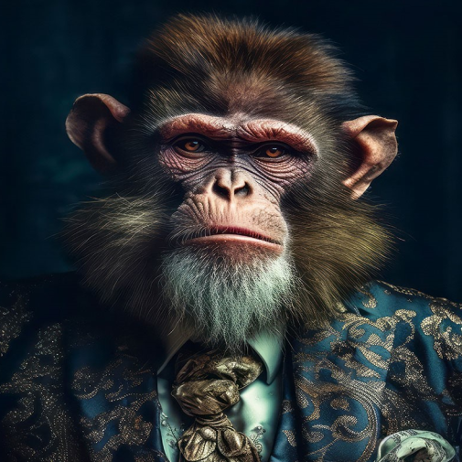 Monkey Glass Wall Art - H90 x W60 cm