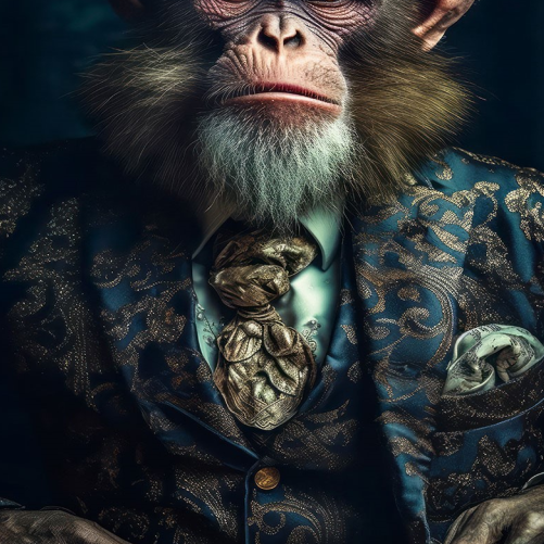 Monkey Glass Wall Art - H90 x W60 cm
