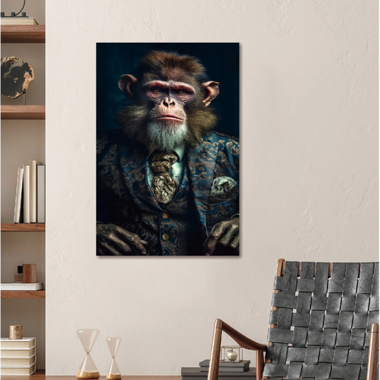 Monkey Glass Wall Art - H90 x W60 cm