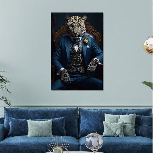 Leopard Glass Wall Art - H90 x W60 cm