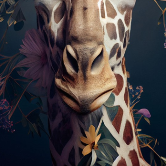 Giraffe Glass Wall Art - H90 x W60 cm