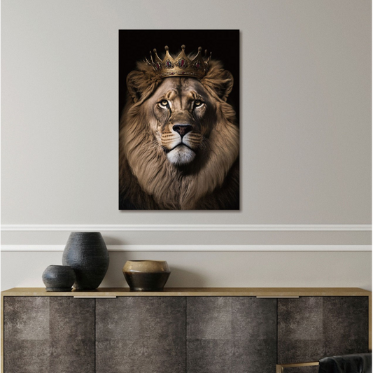 Lion Glass Wall Art - H90 x W60 cm