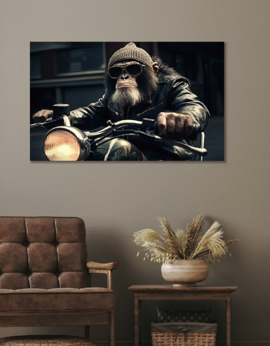 Monkey Glass Wall Art - H60 x W90 cm