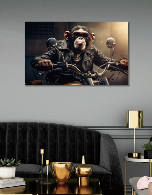Monkey Glass Wall Art - H60 x W90 cm