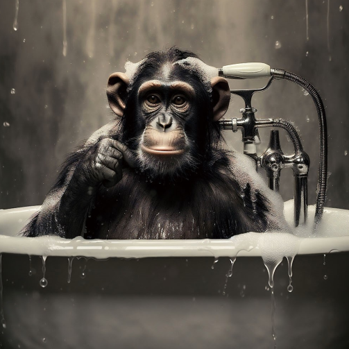 Chimpanzee Glass Wall Art – H60 x W40cm