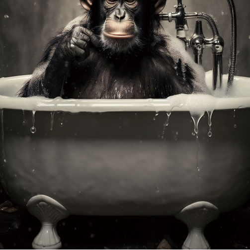 Chimpanzee Glass Wall Art – H60 x W40cm
