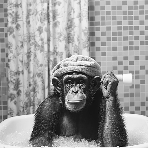 Chimpanzee Glass Wall Art – H60 x W40cm
