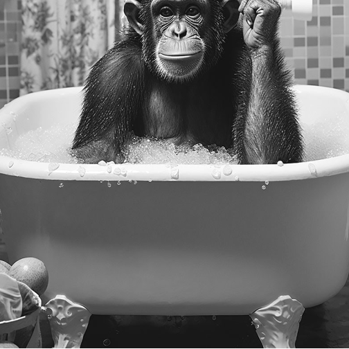 Chimpanzee Glass Wall Art – H60 x W40cm