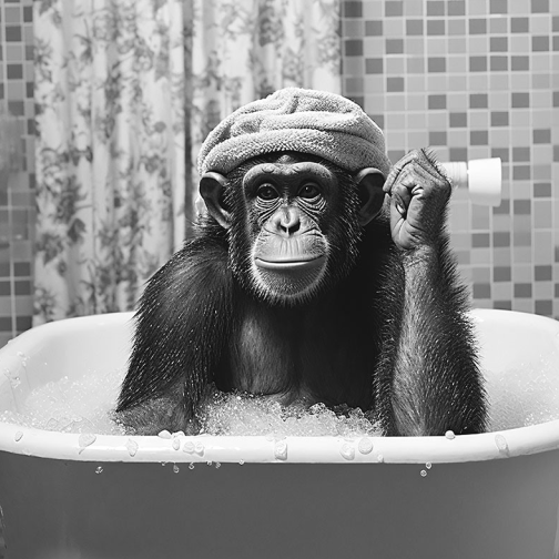Chimpanzee Glass Wall Art – H60 x W40cm