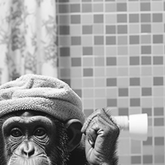 Chimpanzee Glass Wall Art – H60 x W40cm