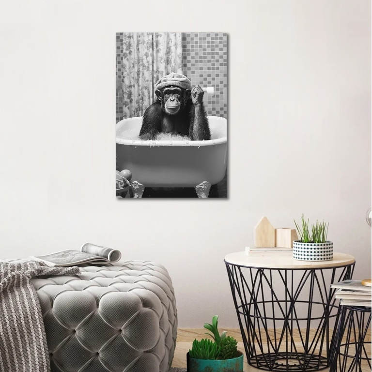 Chimpanzee Glass Wall Art – H60 x W40cm