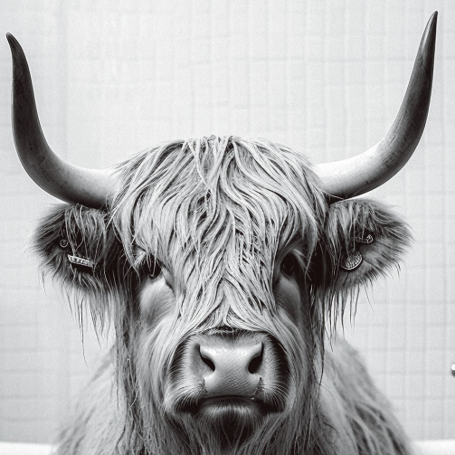 Highland Cow Wall Art - H30 x W30 cm