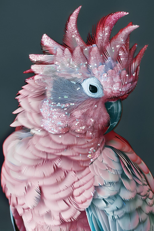 Pink Parrot Glass Wall Art - H90 x W60 cm