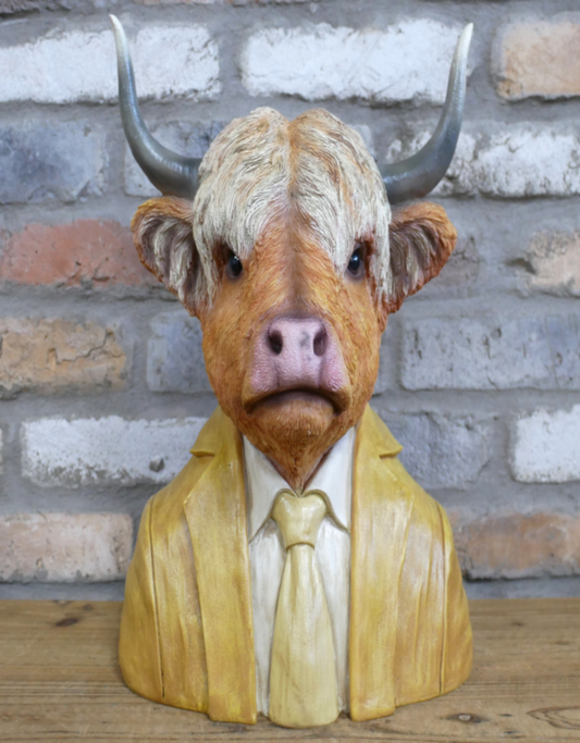 Suited Cow Head Bust
