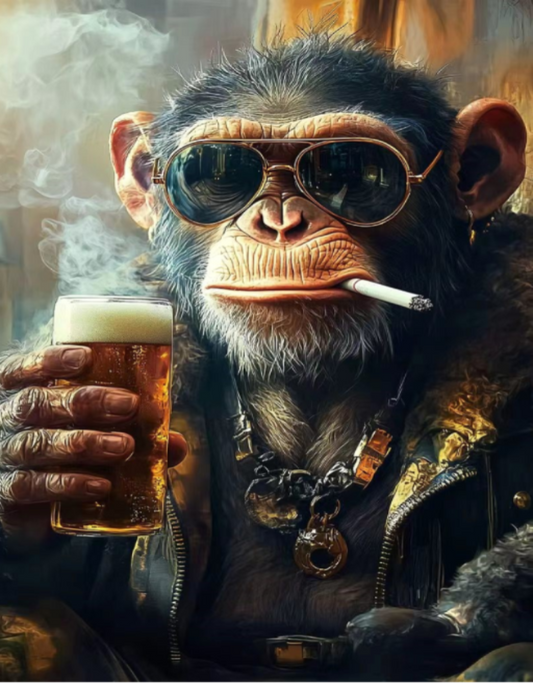 Monkey Glass Wall Art - H90 x W60 cm