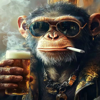 Monkey with Beer Wall Art - H90 x W60 cm