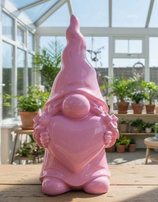 Girl Gnome holding a Heart