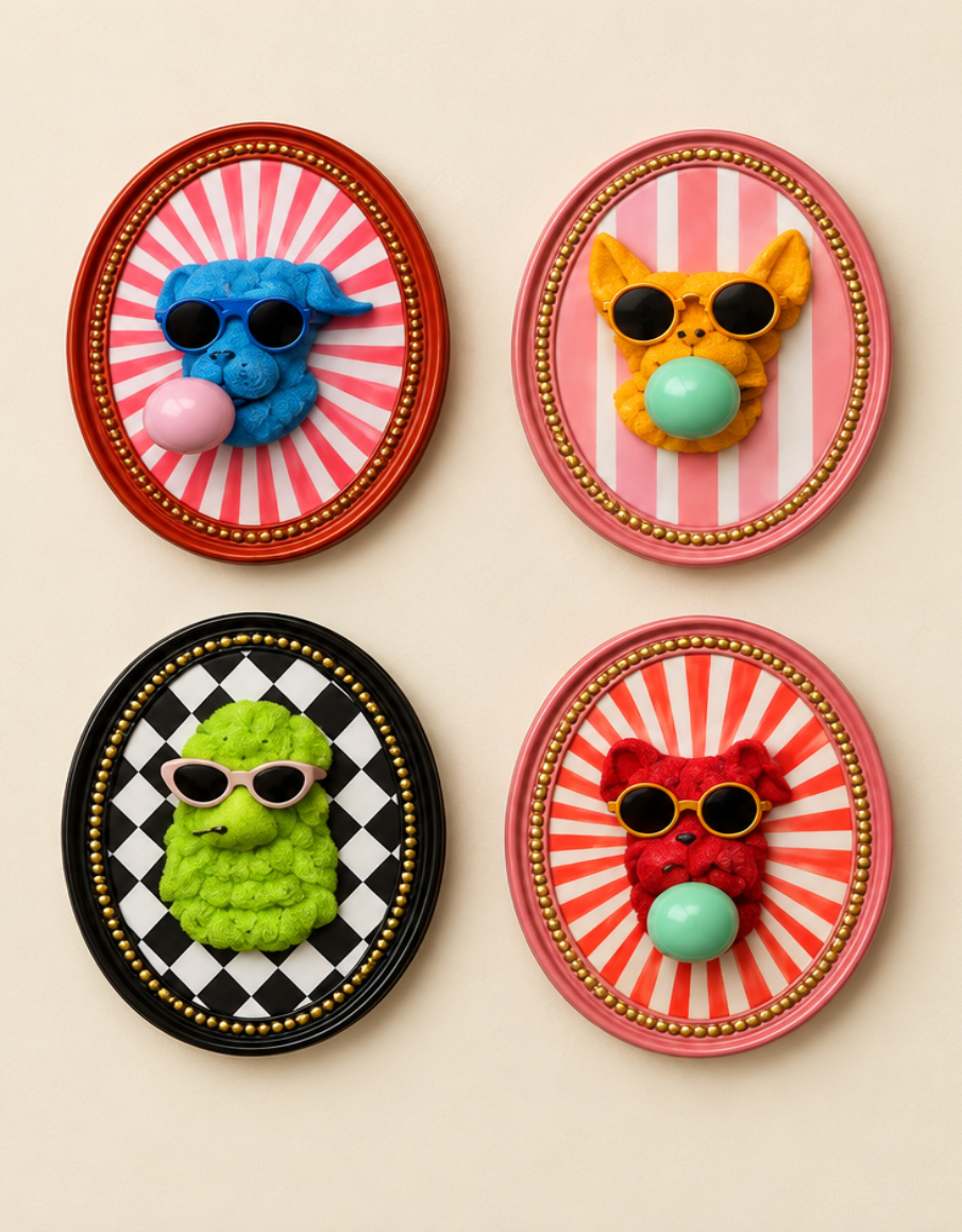 Set of 4 Quirky 3D Pictures
