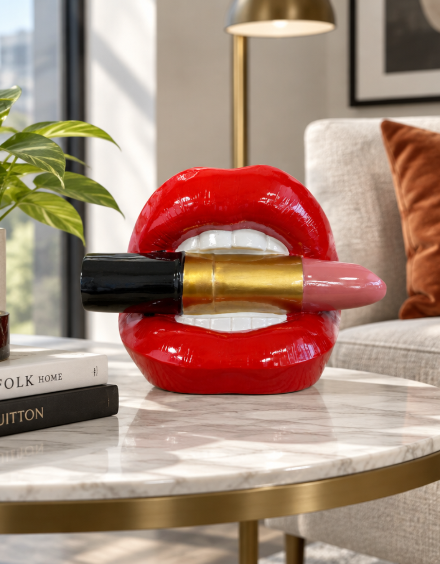 Red Lips with Lipstick Ornament