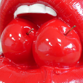 Red Lips with Cherries Ornament