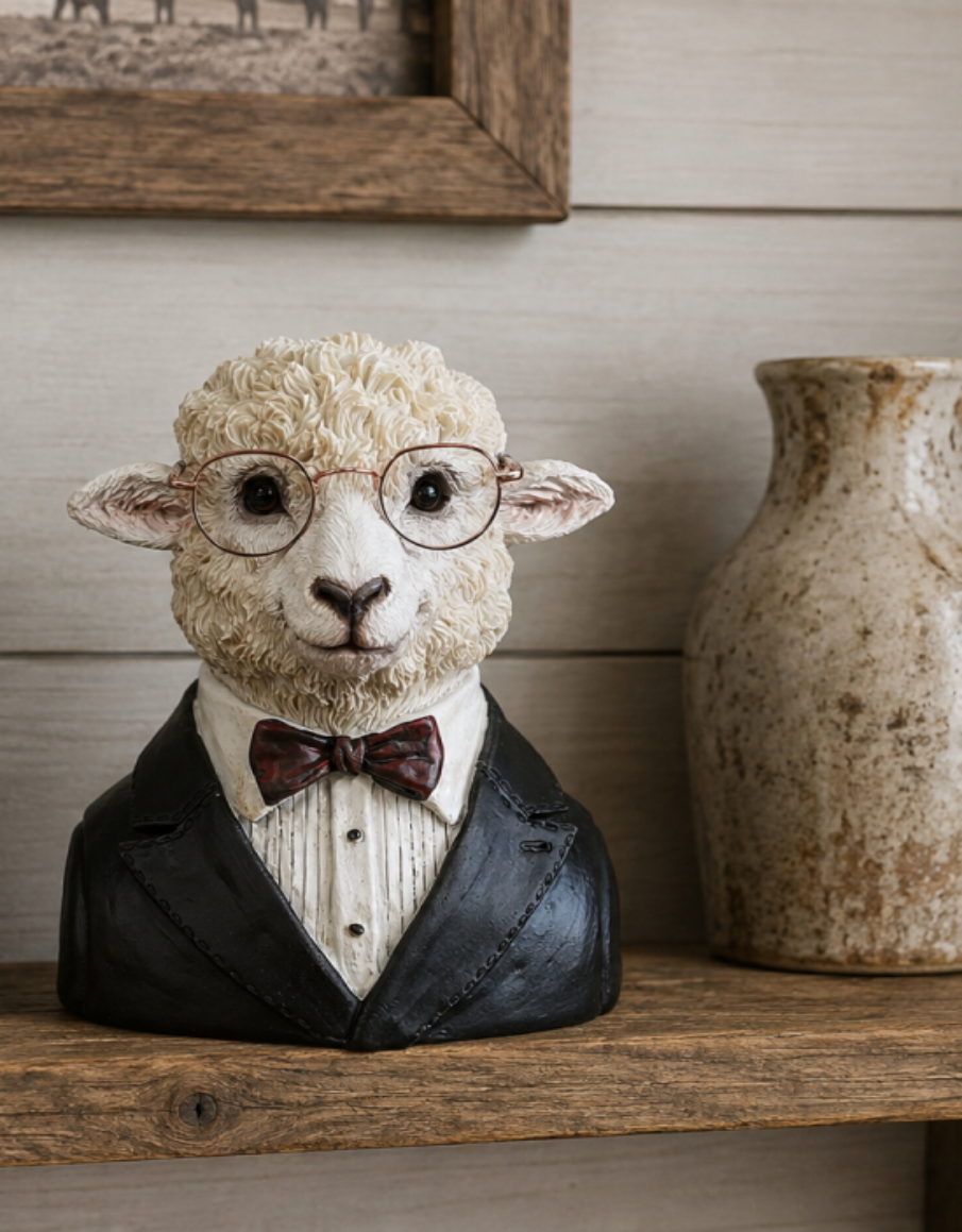Dapper Sheep in a Suit Bust