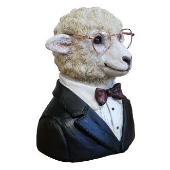 Dapper Sheep in a Suit Bust