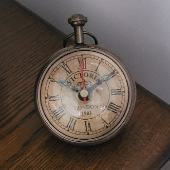 Antiqued Brass Magnified Table Clock