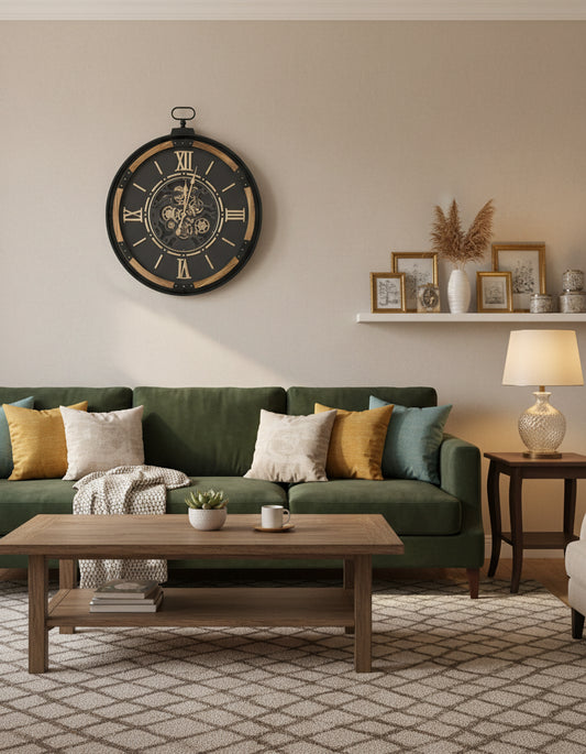 Large Round Wall Cog Clock
