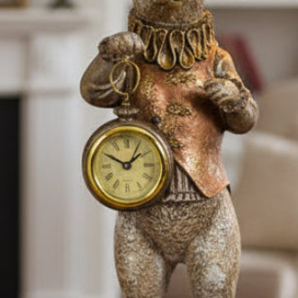 Standing Rabbit Figure Holding a Clock