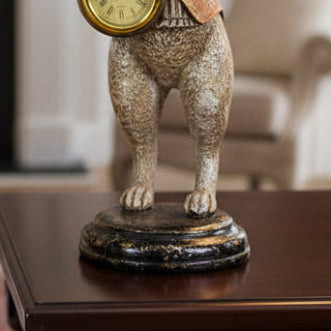 Standing Rabbit Figure Holding a Clock