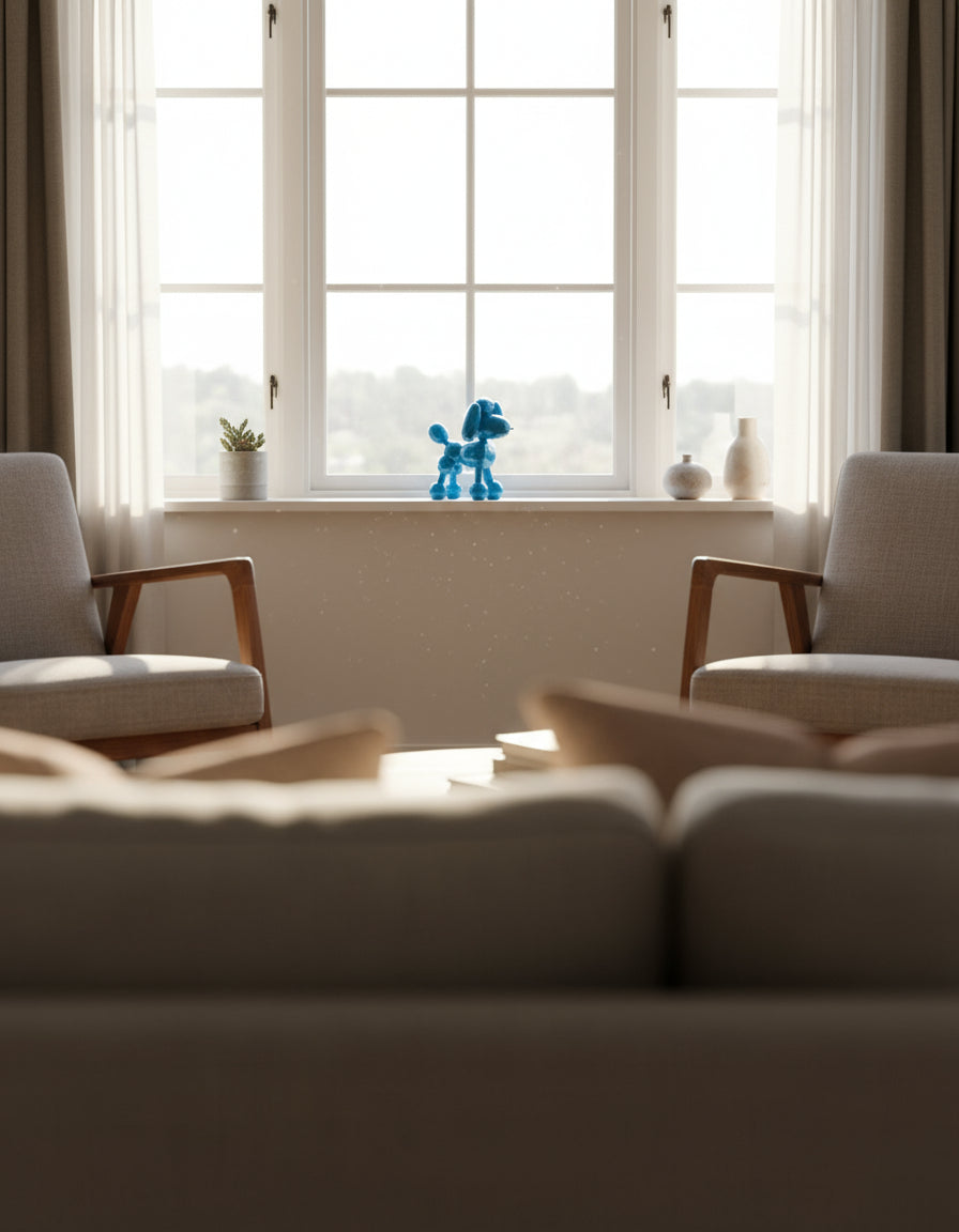 Decorative Blue Balloon Poodle Figure