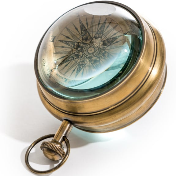 Antiqued Brass Magnified Table Clock