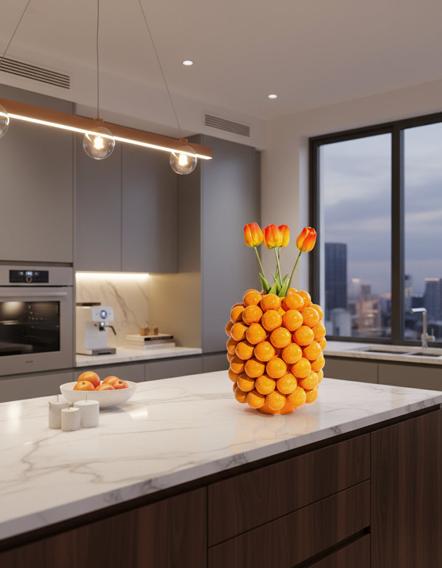 Extra Large Multi Orange Vase