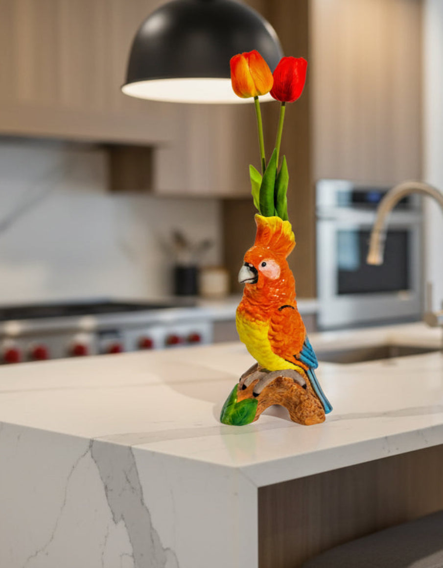 Parrot on a Perch Vase