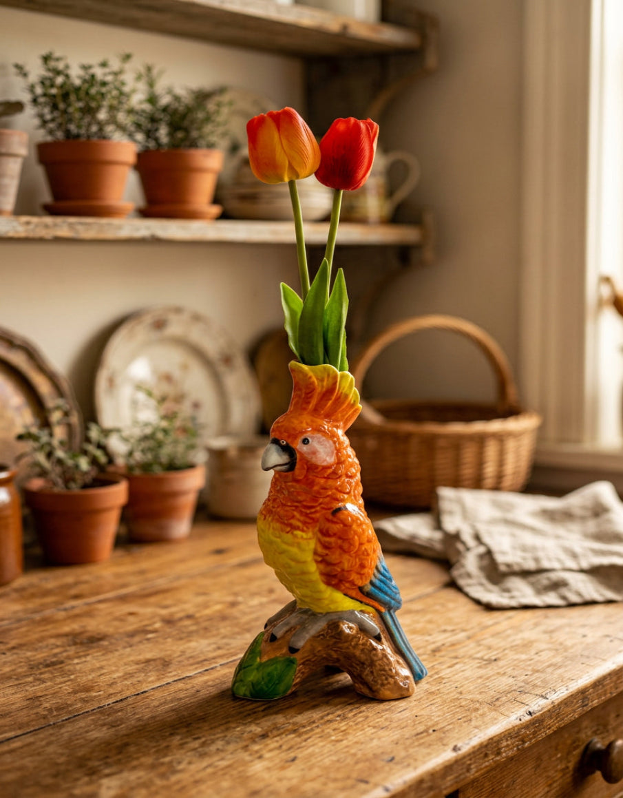 Parrot on a Perch Vase