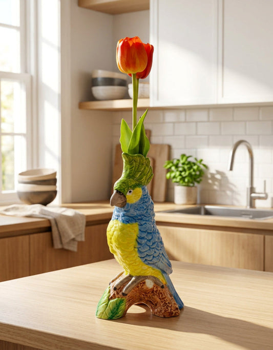 Parrot on a Perch Vase