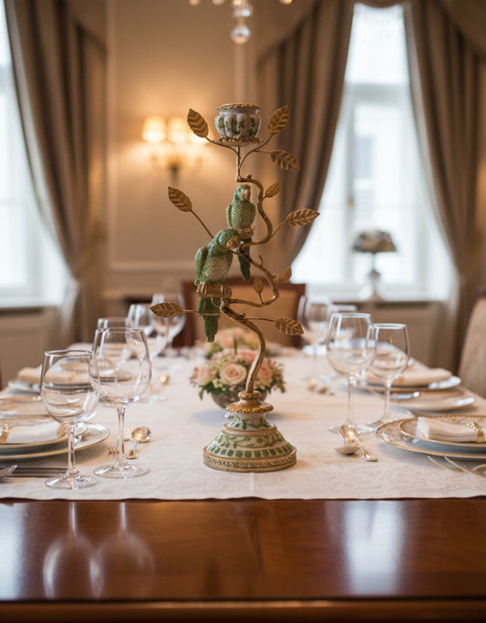 Ornate Branch Parrot Candle Holder