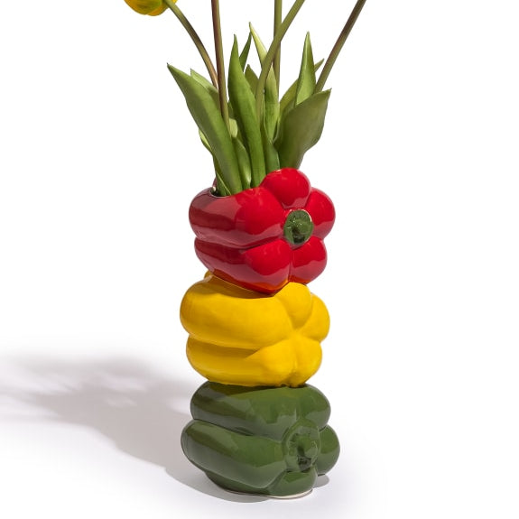 Mixed Peppers Ceramic Stem Vase
