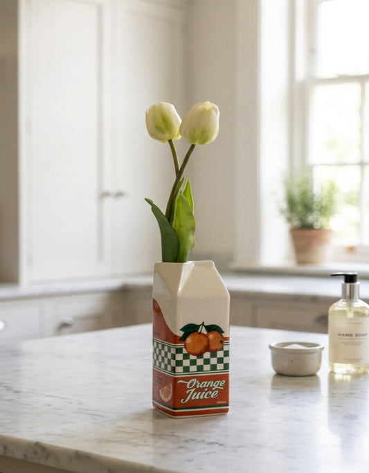 Orange Juice Carton Stem Vase
