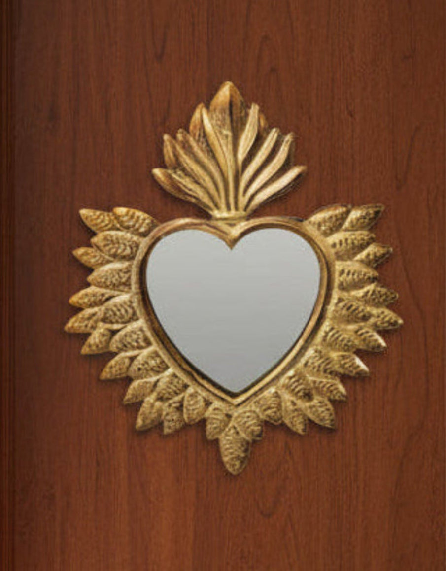 Antique Gold Sacred Heart Wall Mirror