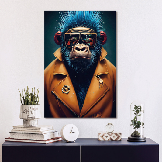 Monkey Glass Wall Art - H90 x W60 cm