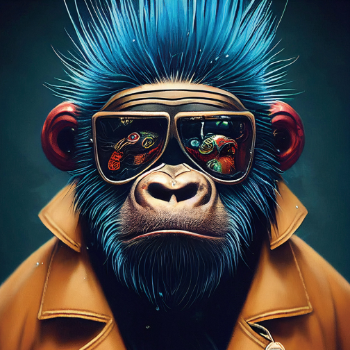 Monkey Glass Wall Art - H90 x W60 cm