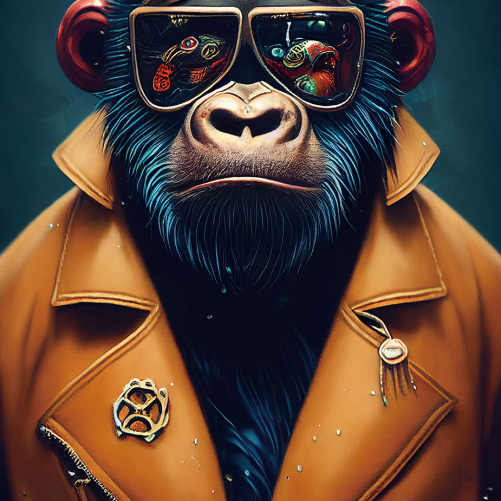 Monkey Glass Wall Art - H90 x W60 cm