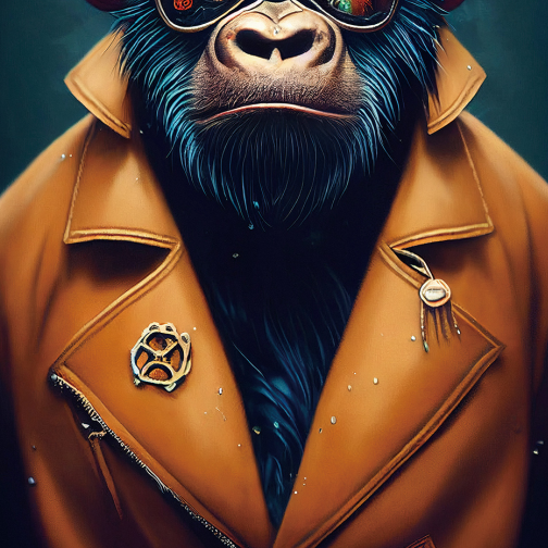 Monkey Glass Wall Art - H90 x W60 cm