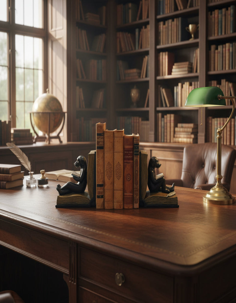 Dog Reading Bookends
